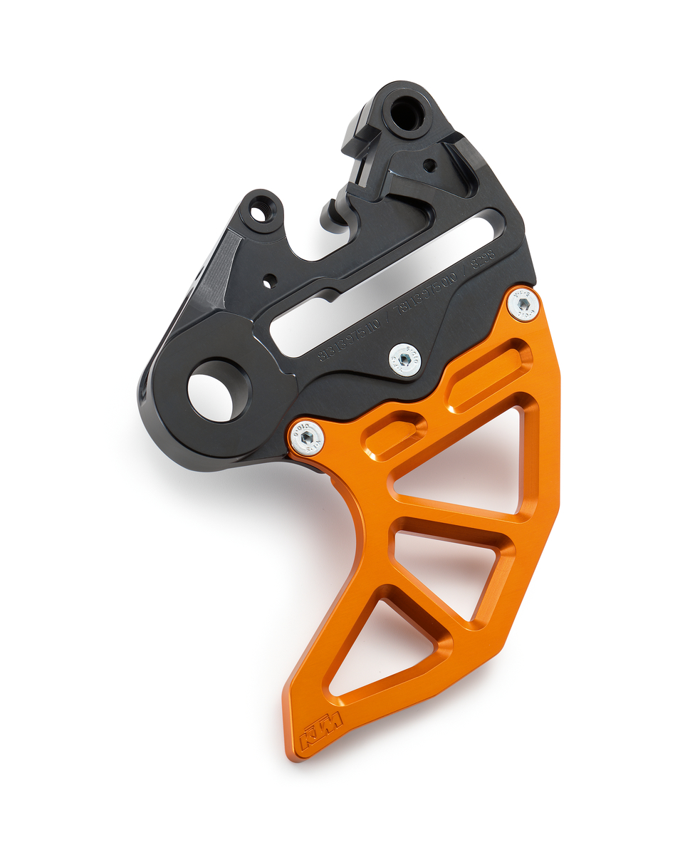 Brake caliper support with brake disc guard Brake caliper support with brake disc guard